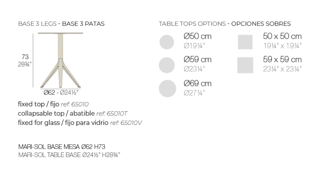 Mari-sol Dining Table / Square 59X59(折り畳み)