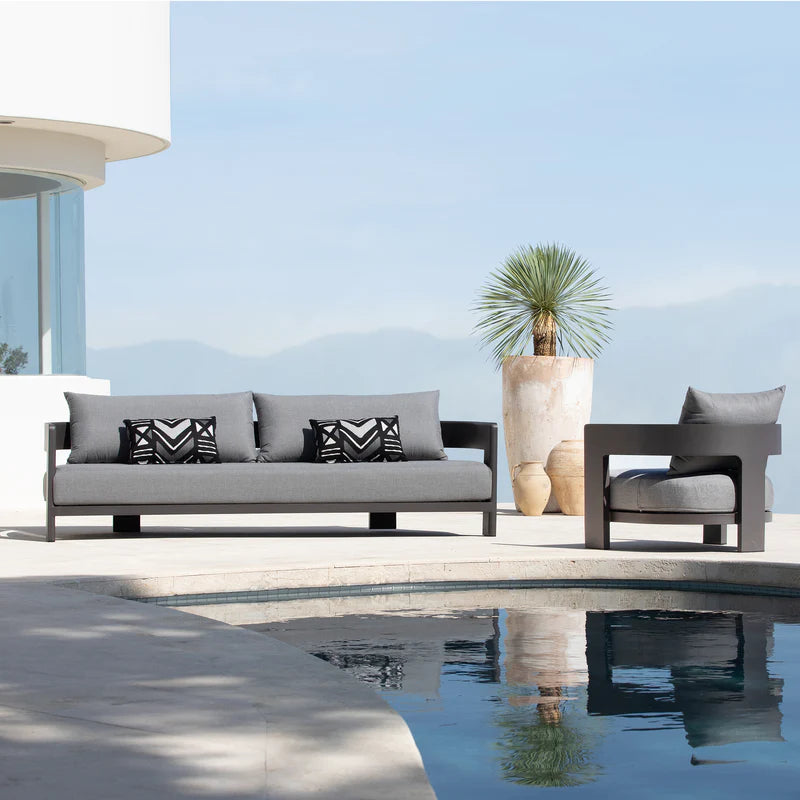 VICTORIA 3 SEAT SOFA ALUMINUM ASTEROID