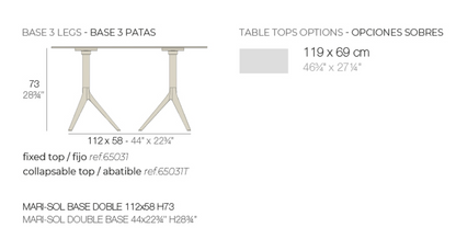 Mari-sol Table / Square W119x D69（折り畳み式）