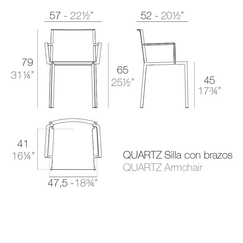 Quartz chair with arms