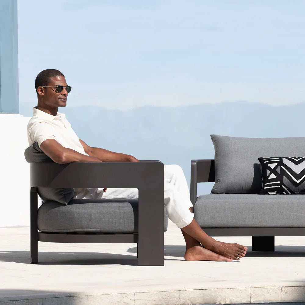 VICTORIA 3 SEAT SOFA ALUMINUM ASTEROID