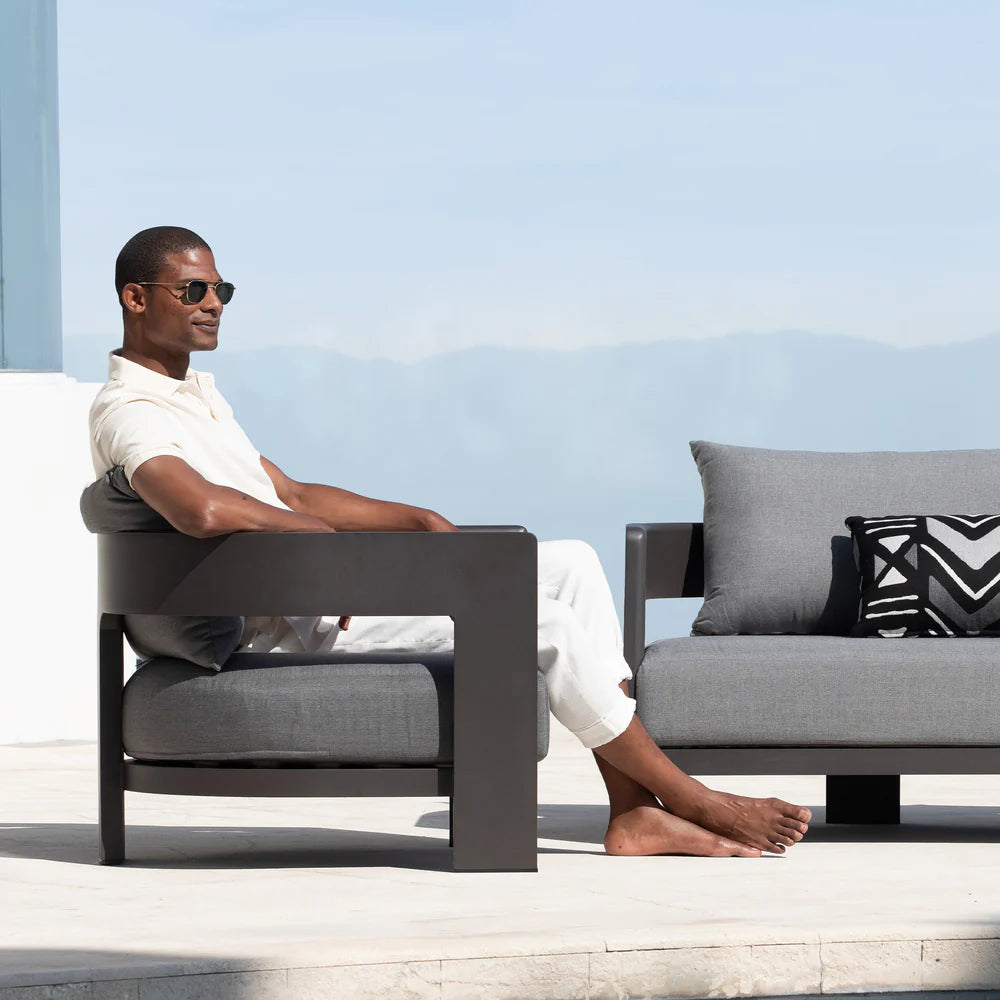 VICTORIA 2 SEAT SOFA ALUMINUM ASTEROID